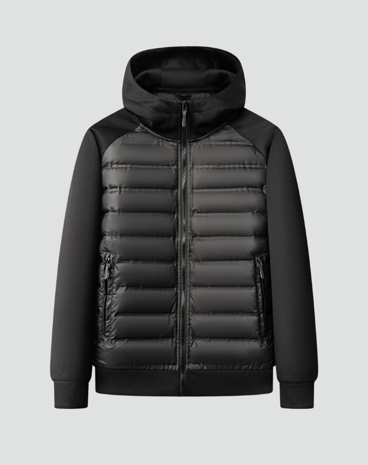 Winterjas heren hybride gewatteerde puffer met capuchon 1