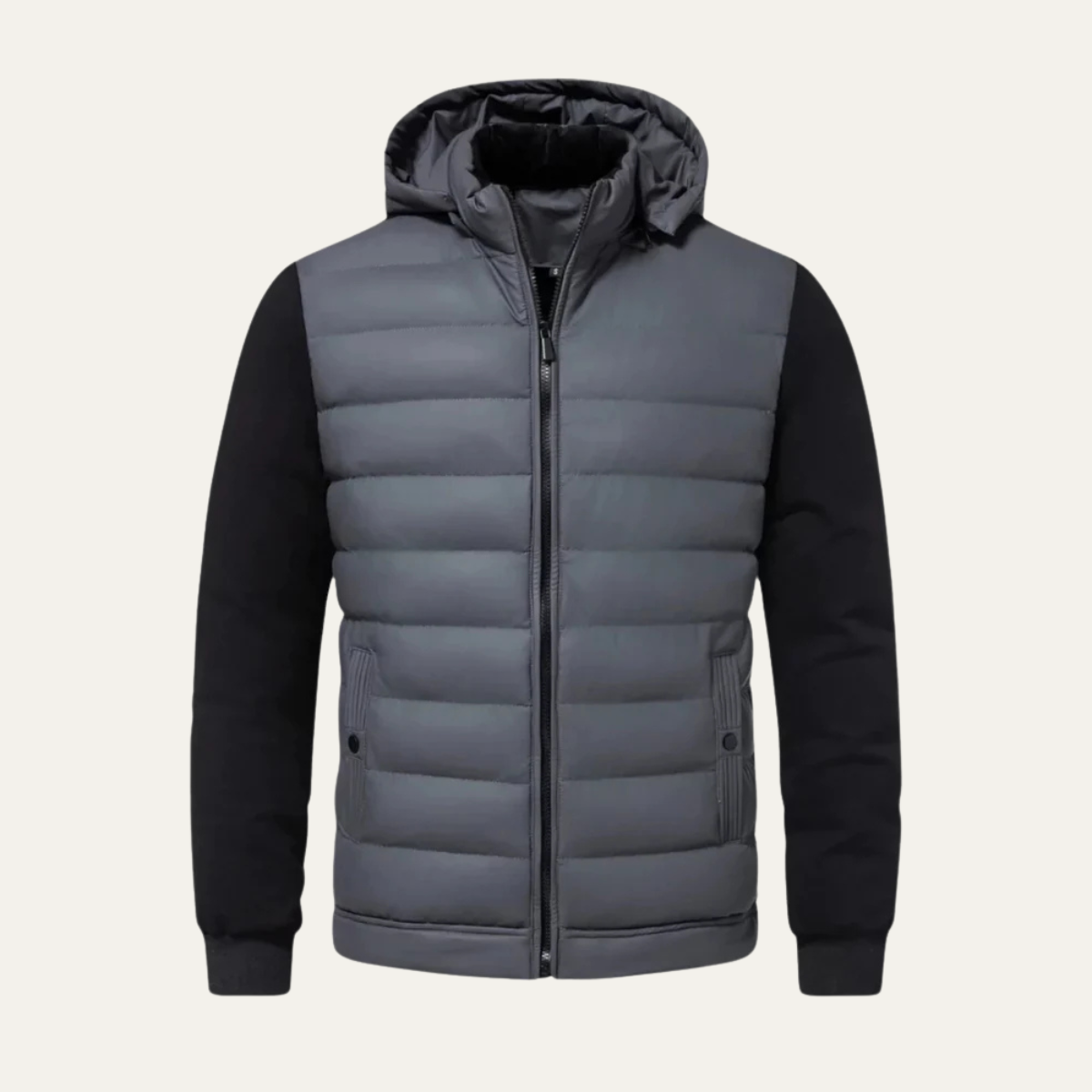Winterjas heren hybride gewatteerde puffer met capuchon 2