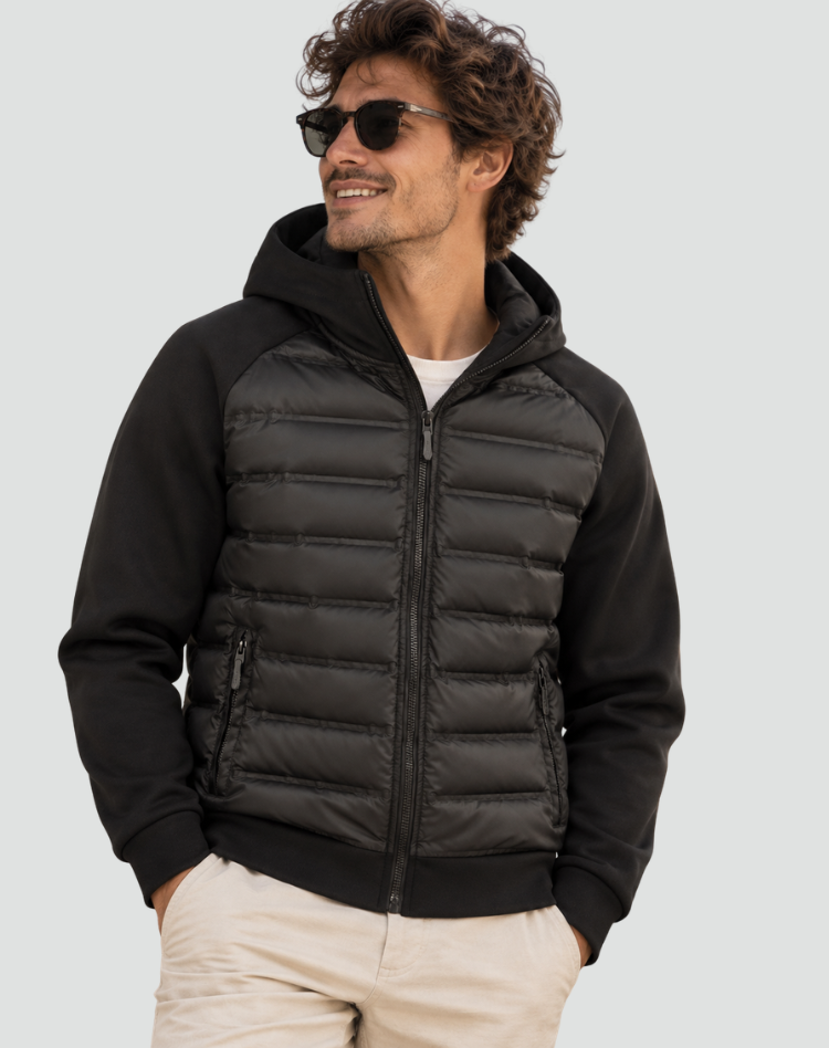 Winterjas heren hybride gewatteerde puffer met capuchon 3