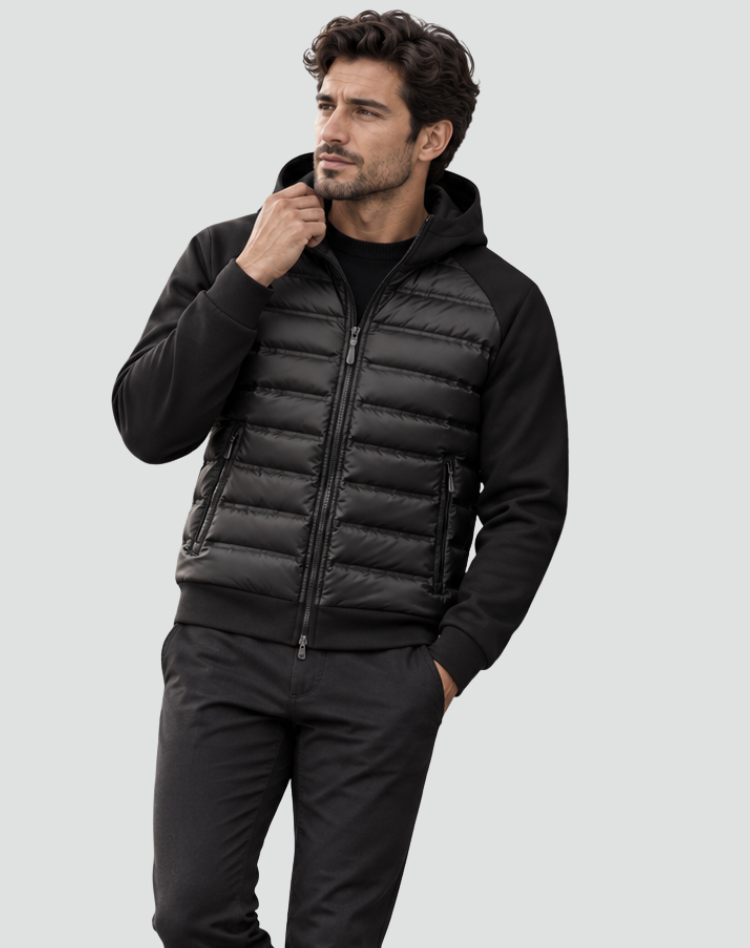 Winterjas heren hybride gewatteerde puffer met capuchon 5