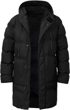 Winterjas heren lang gewatteerd met capuchon en ritssluiting 4