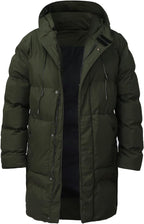 Winterjas heren lang gewatteerd met capuchon en ritssluiting 5
