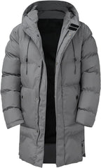 Winterjas heren lang gewatteerd met capuchon en ritssluiting 6