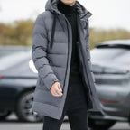 Winterjas heren lange parka gewatteerd met capuchon 3