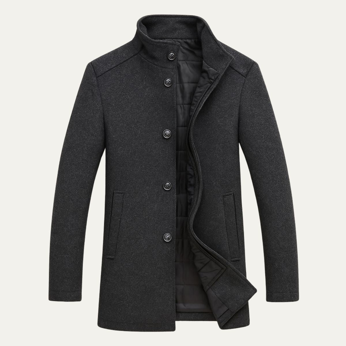 Winterjas heren met opstaande kraag en knoopsluiting 3