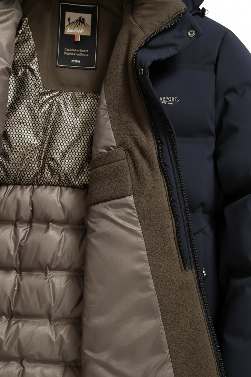Winterjas heren parka gewatteerd met capuchon en ritssluiting 12