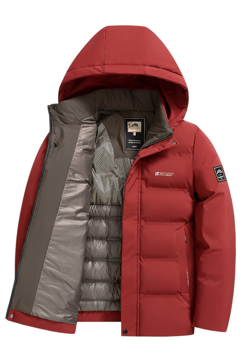 Winterjas heren parka gewatteerd met capuchon en ritssluiting 16