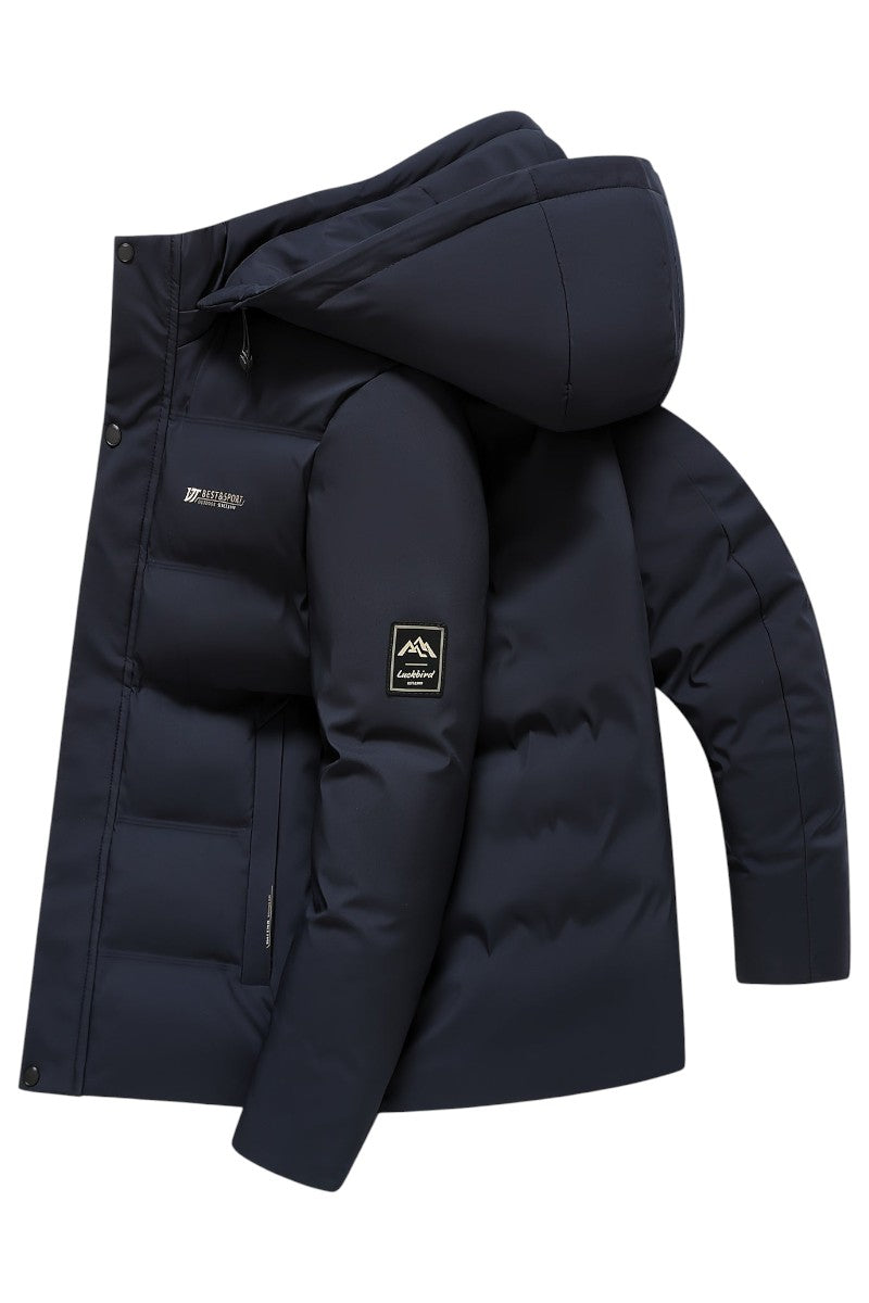 Winterjas heren parka gewatteerd met capuchon en ritssluiting 17