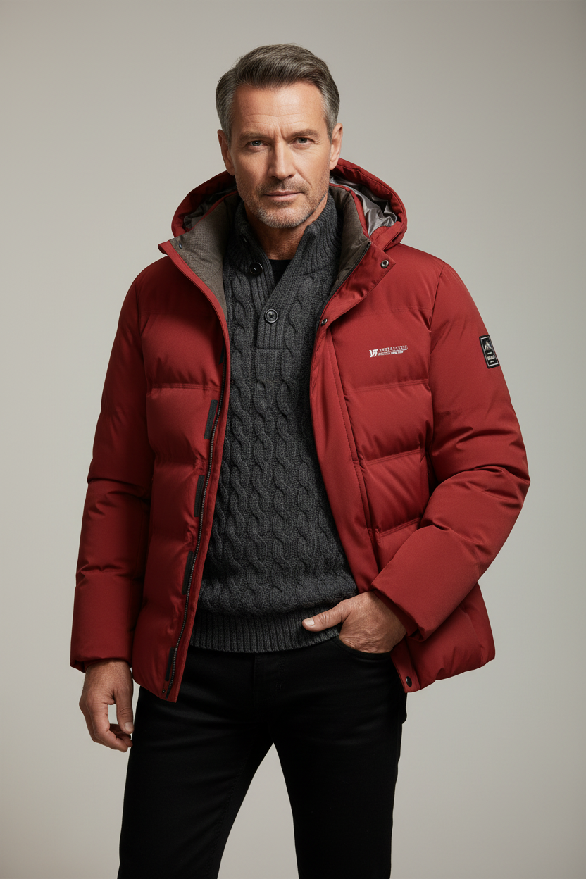 Winterjas heren parka gewatteerd met capuchon en ritssluiting 4