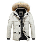 Winterjas heren parka kort met bontkraag en capuchon 1