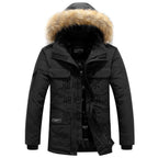 Winterjas heren parka kort met bontkraag en capuchon 2