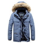 Winterjas heren parka kort met bontkraag en capuchon 3