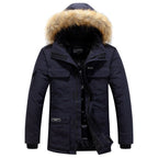 Winterjas heren parka kort met bontkraag en capuchon 4
