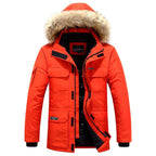 Winterjas heren parka kort met bontkraag en capuchon 5