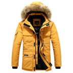 Winterjas heren parka kort met bontkraag en capuchon 6