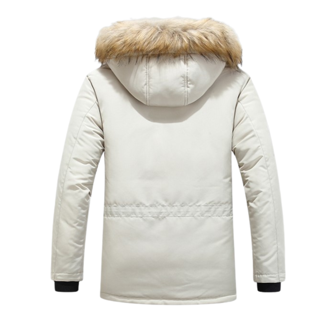 Winterjas heren parka kort met bontkraag en capuchon 8