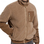 Winterjas heren teddy fleece met opstaande kraag en ritssluiting 5