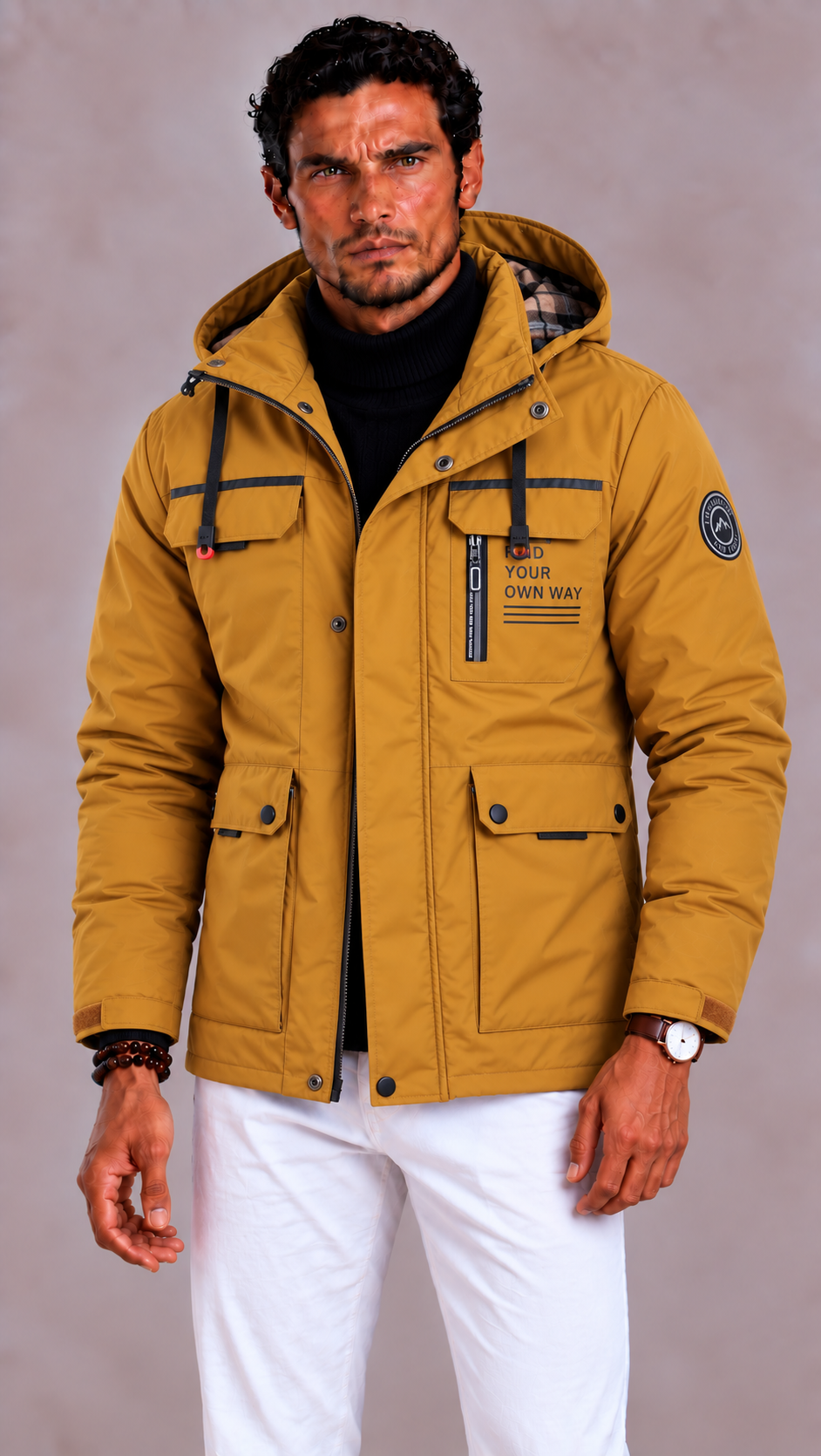 Winterjas heren waterafstotend met capuchon en winddichte afwerking 7
