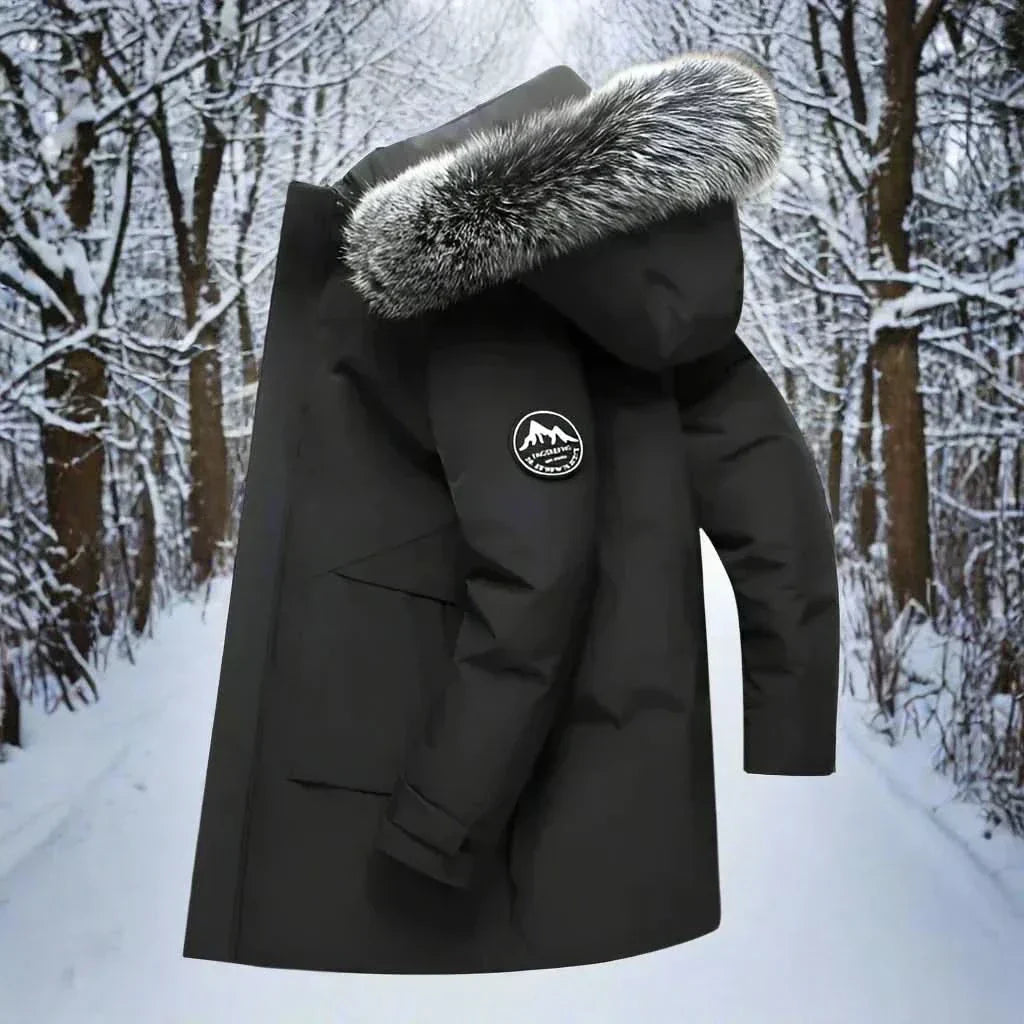 Winterjas heren waterafstotende parka met bontkraag en capuchon 1