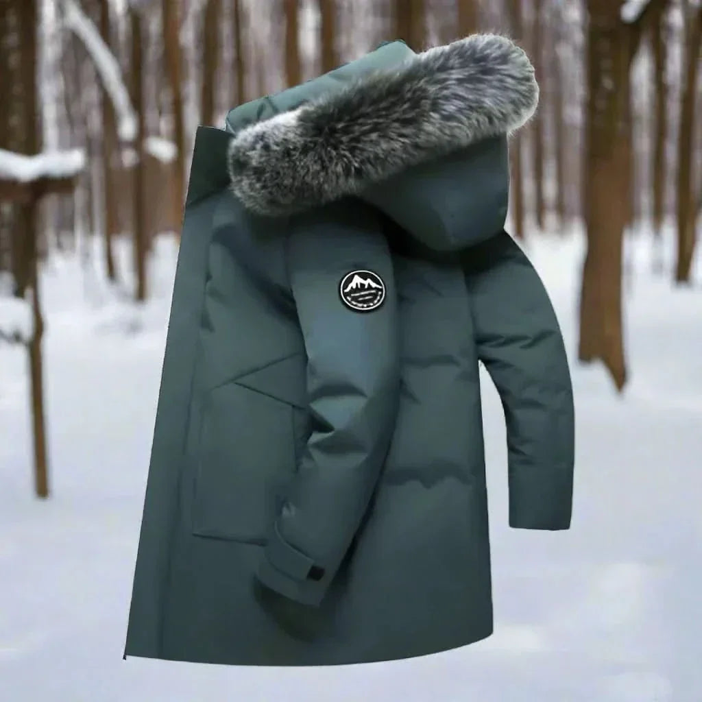 Winterjas heren waterafstotende parka met bontkraag en capuchon 2