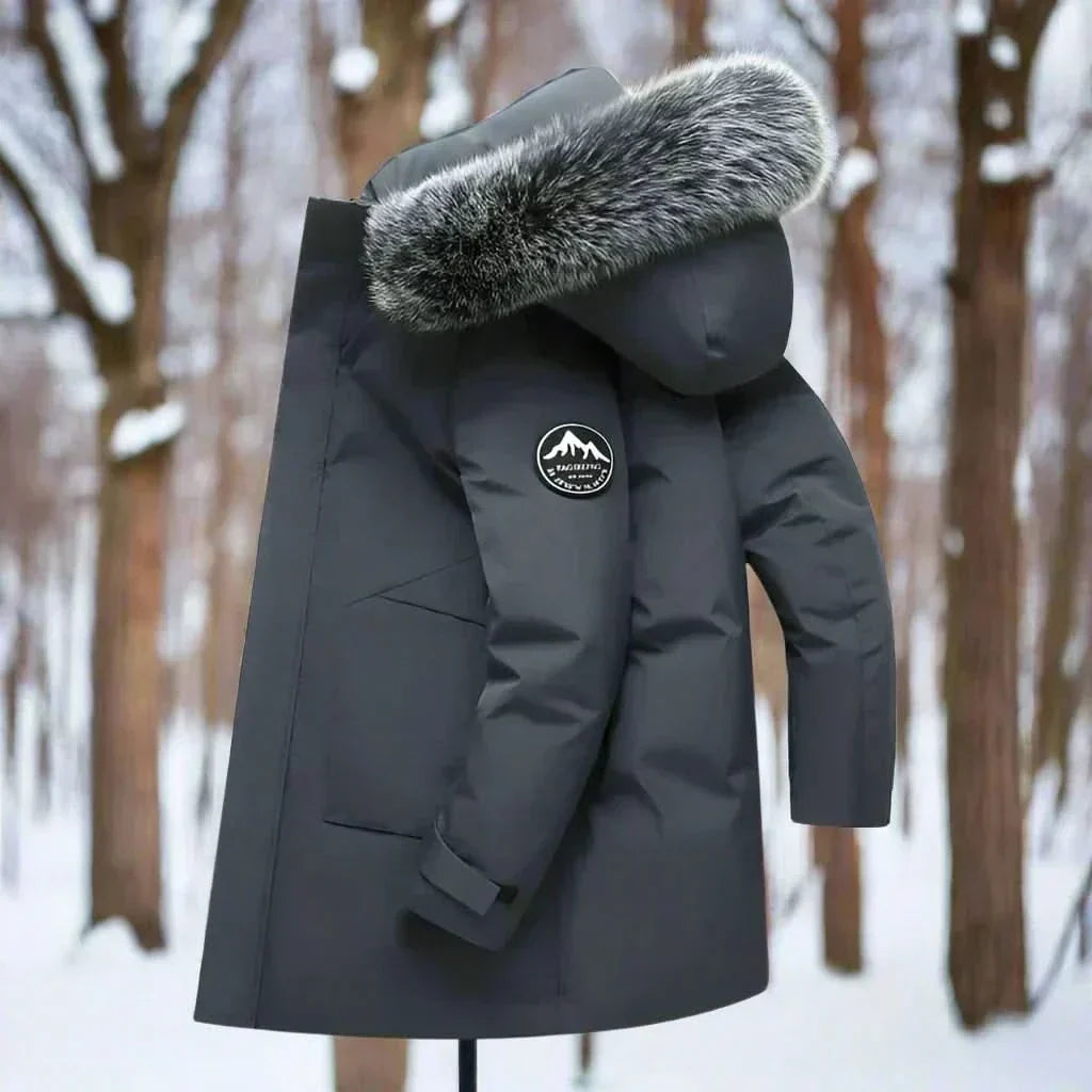 Winterjas heren waterafstotende parka met bontkraag en capuchon 3