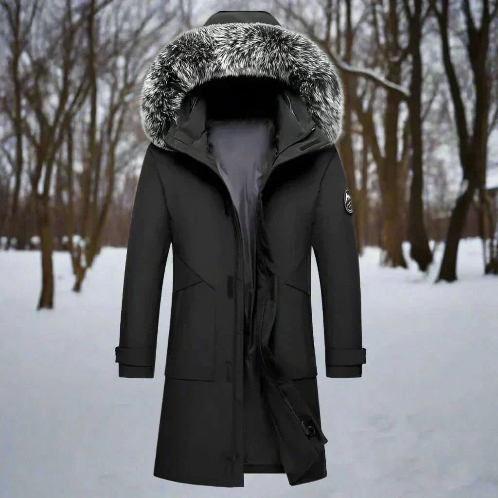 Winterjas heren waterafstotende parka met bontkraag en capuchon 4