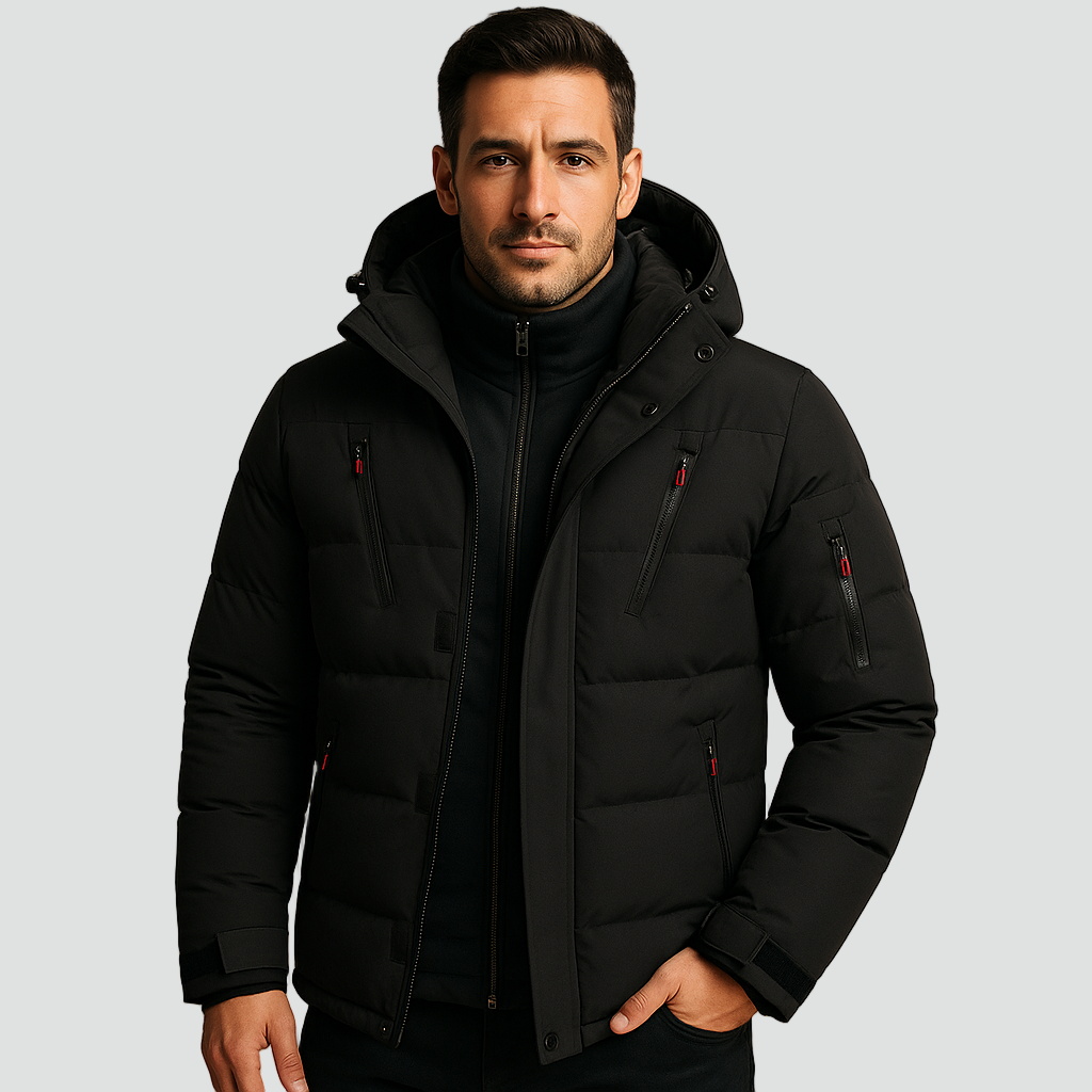 Winterjas heren waterafstotende puffer met capuchon 3
