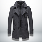 Winterjas heren wollen jas met dubbele kraag en knoopsluiting 4