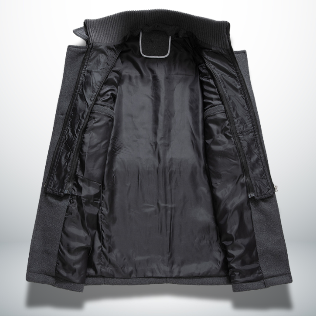 Winterjas heren wollen jas met dubbele kraag en knoopsluiting 6