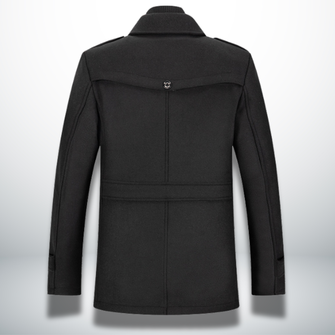 Winterjas heren wollen jas met dubbele kraag en knoopsluiting 7