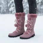 Winterlaarzen dames halfhoog met veters en warme voering 2