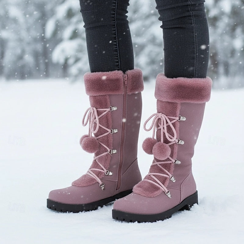 Winterlaarzen dames halfhoog met veters en warme voering 2