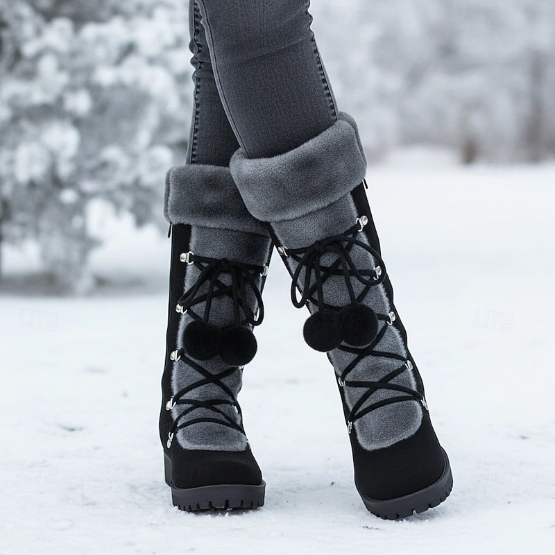 Winterlaarzen dames halfhoog met veters en warme voering 4