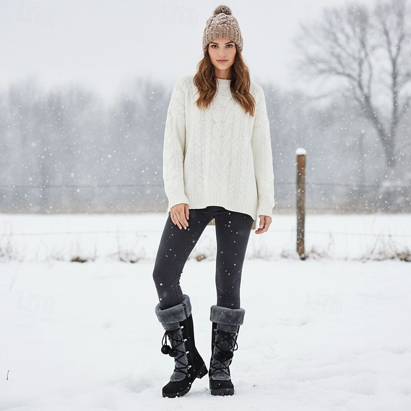 Winterlaarzen dames halfhoog met veters en warme voering 7