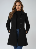 Wollen trenchcoat dames met enkele rij knopen en getailleerde pasvorm 12