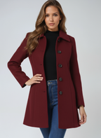 Wollen trenchcoat dames met enkele rij knopen en getailleerde pasvorm 15