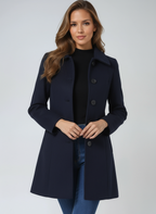 Wollen trenchcoat dames met enkele rij knopen en getailleerde pasvorm 2