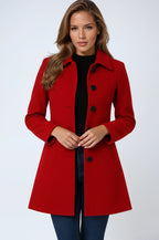 Wollen trenchcoat dames met enkele rij knopen en getailleerde pasvorm 3
