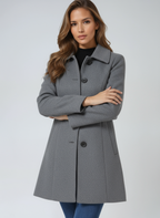 Wollen trenchcoat dames met enkele rij knopen en getailleerde pasvorm 7