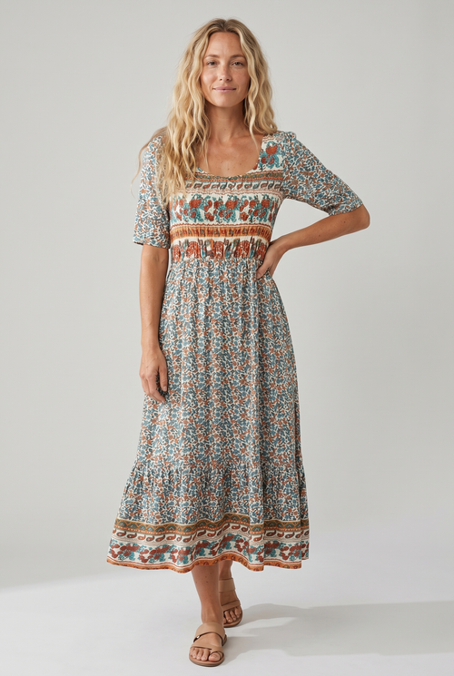 Anaïs - Bohemian midi zomerjurk met print dames