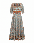 Anaïs - Bohemian midi zomerjurk met print dames