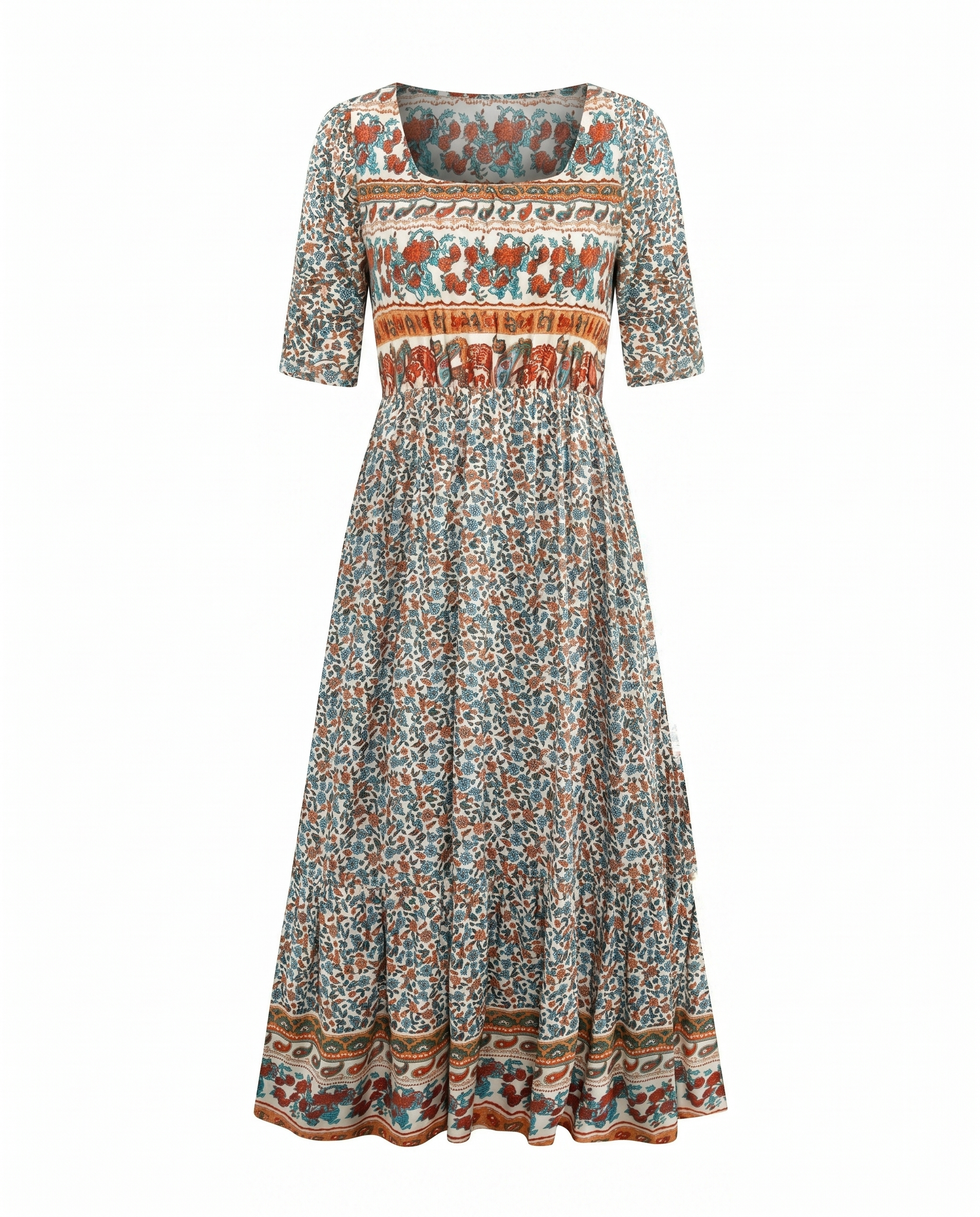 Anaïs - Bohemian midi zomerjurk met print dames
