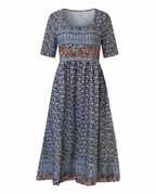 Anaïs - Bohemian midi zomerjurk met print dames