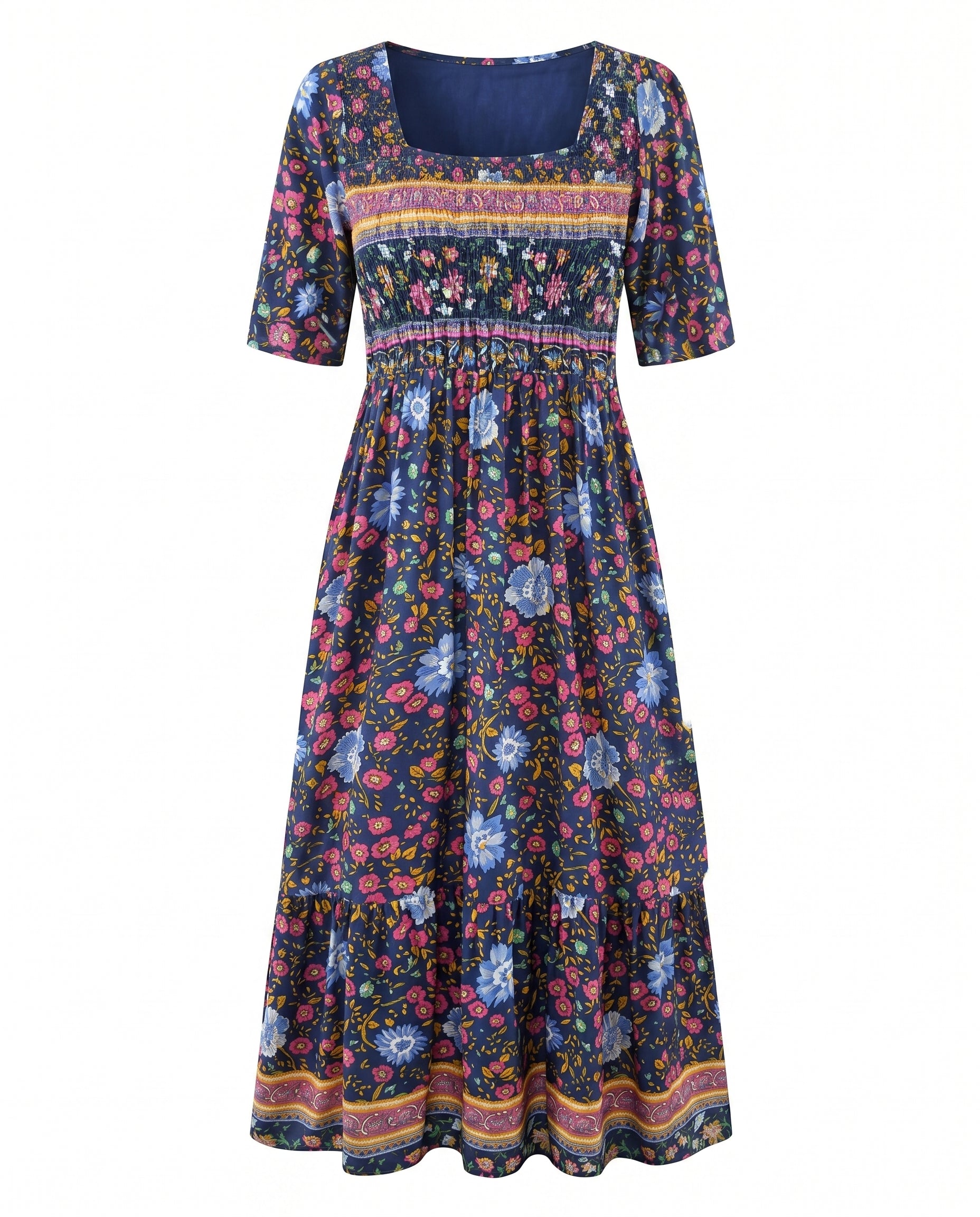 Anaïs - Bohemian midi zomerjurk met print dames