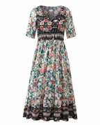 Anaïs - Bohemian midi zomerjurk met print dames