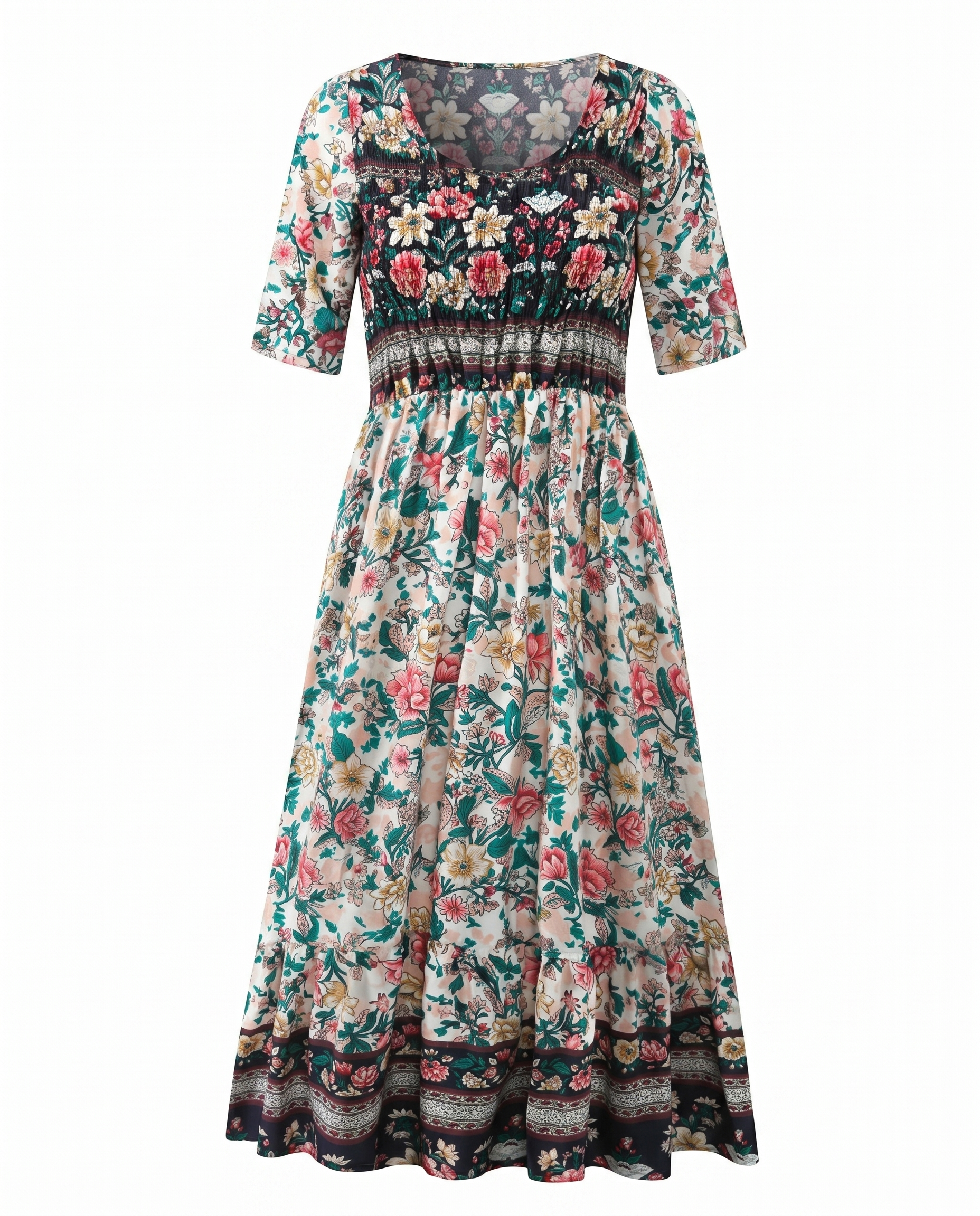 Anaïs - Bohemian midi zomerjurk met print dames