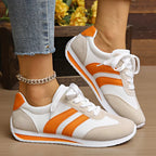 Lage sneakers dames met veters, mesh bovenwerk en gewatteerde boord 1