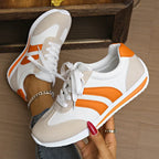 Lage sneakers dames met veters, mesh bovenwerk en gewatteerde boord 3