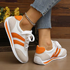 Lage sneakers dames met veters, mesh bovenwerk en gewatteerde boord 5