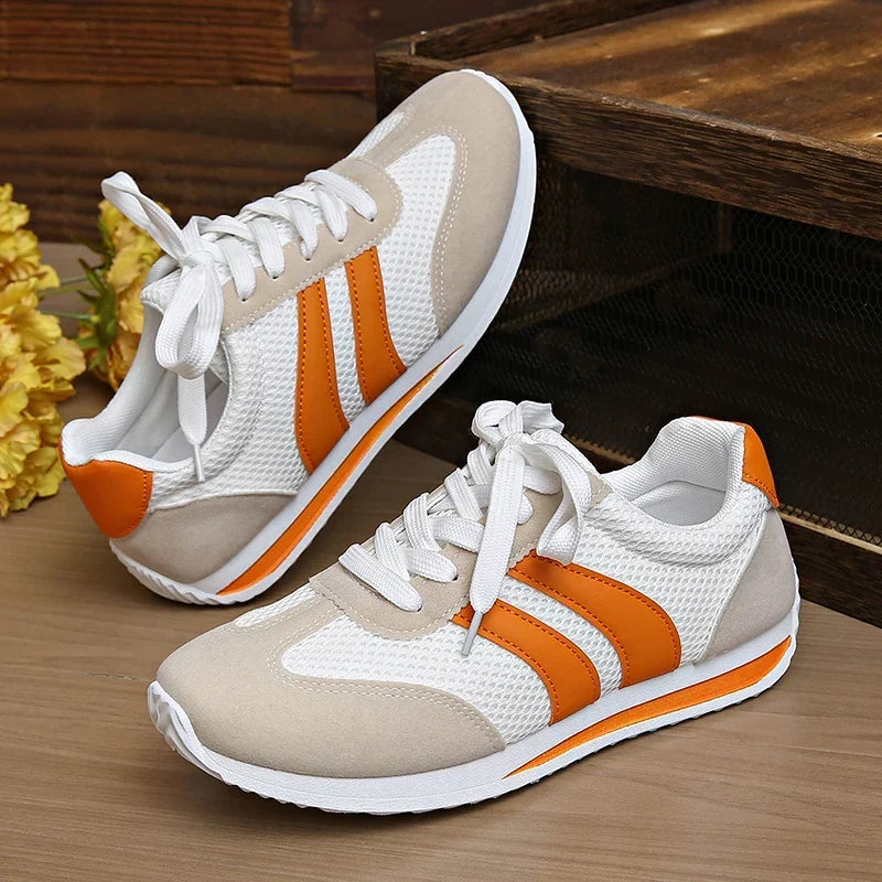 Lage sneakers dames met veters, mesh bovenwerk en gewatteerde boord 6